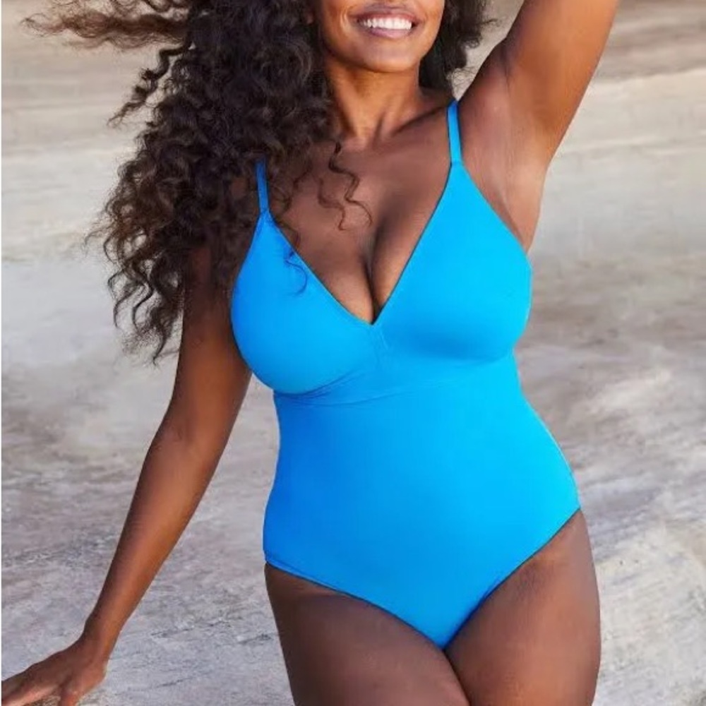 Blanqi Cerulean One-Piece Swimsuit medium blue nursing maternity postpartum